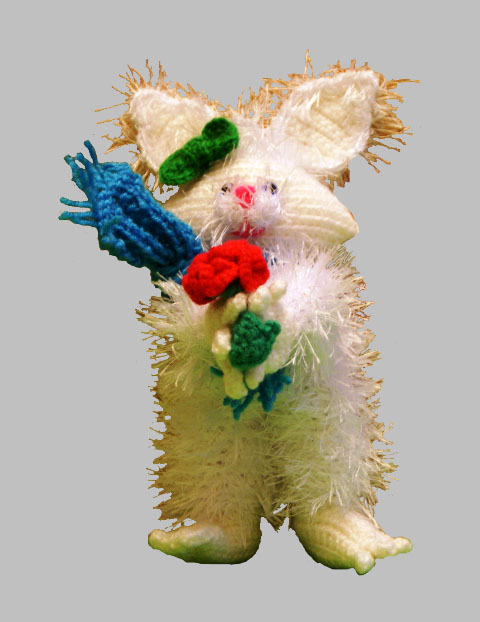 Авторская кукла игрушка, вязунчики,  Кролик с цветком (фото, фотография)